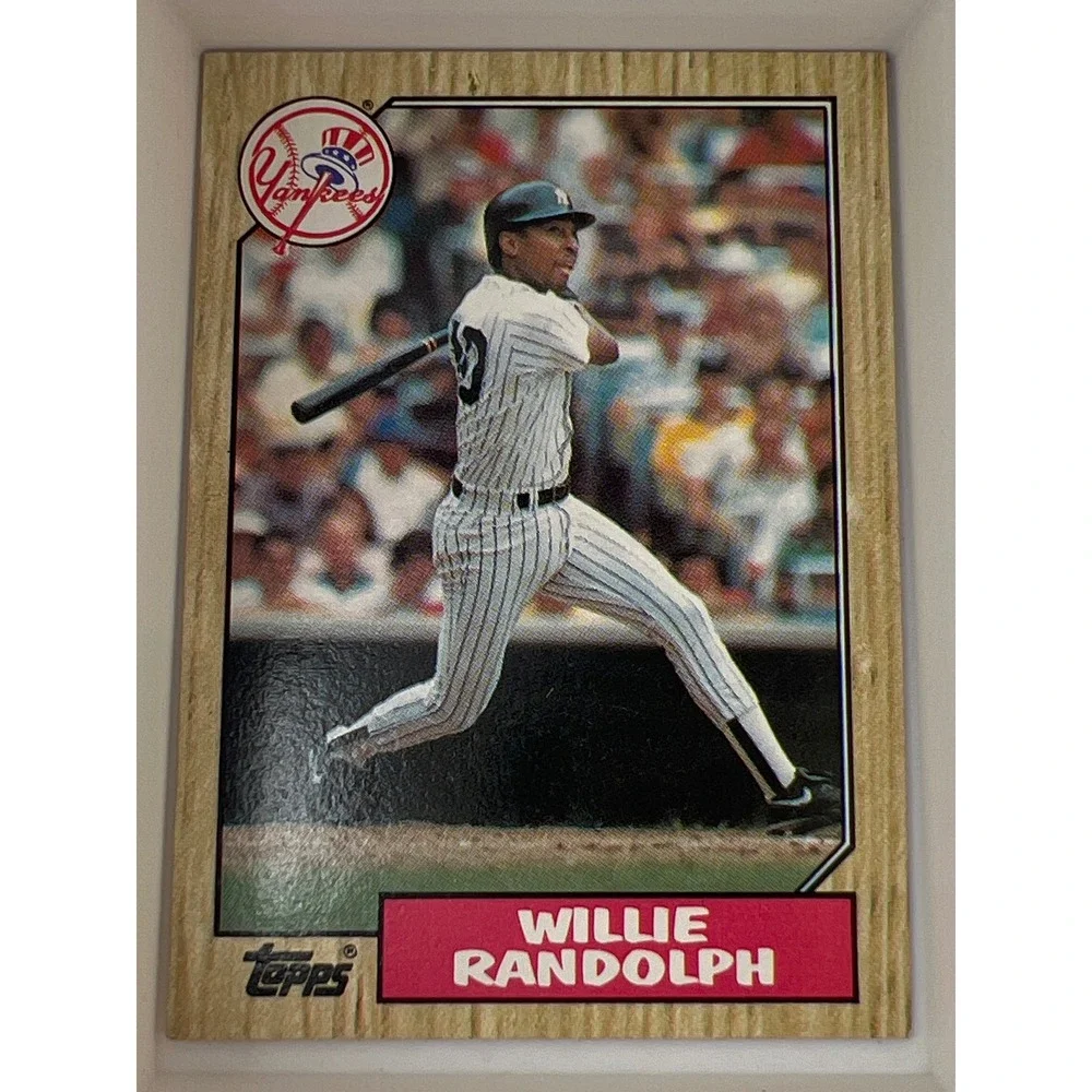 1987 Topps Willie Randolph 701 New York Yankees Baseball Card Wood Grain Vintage